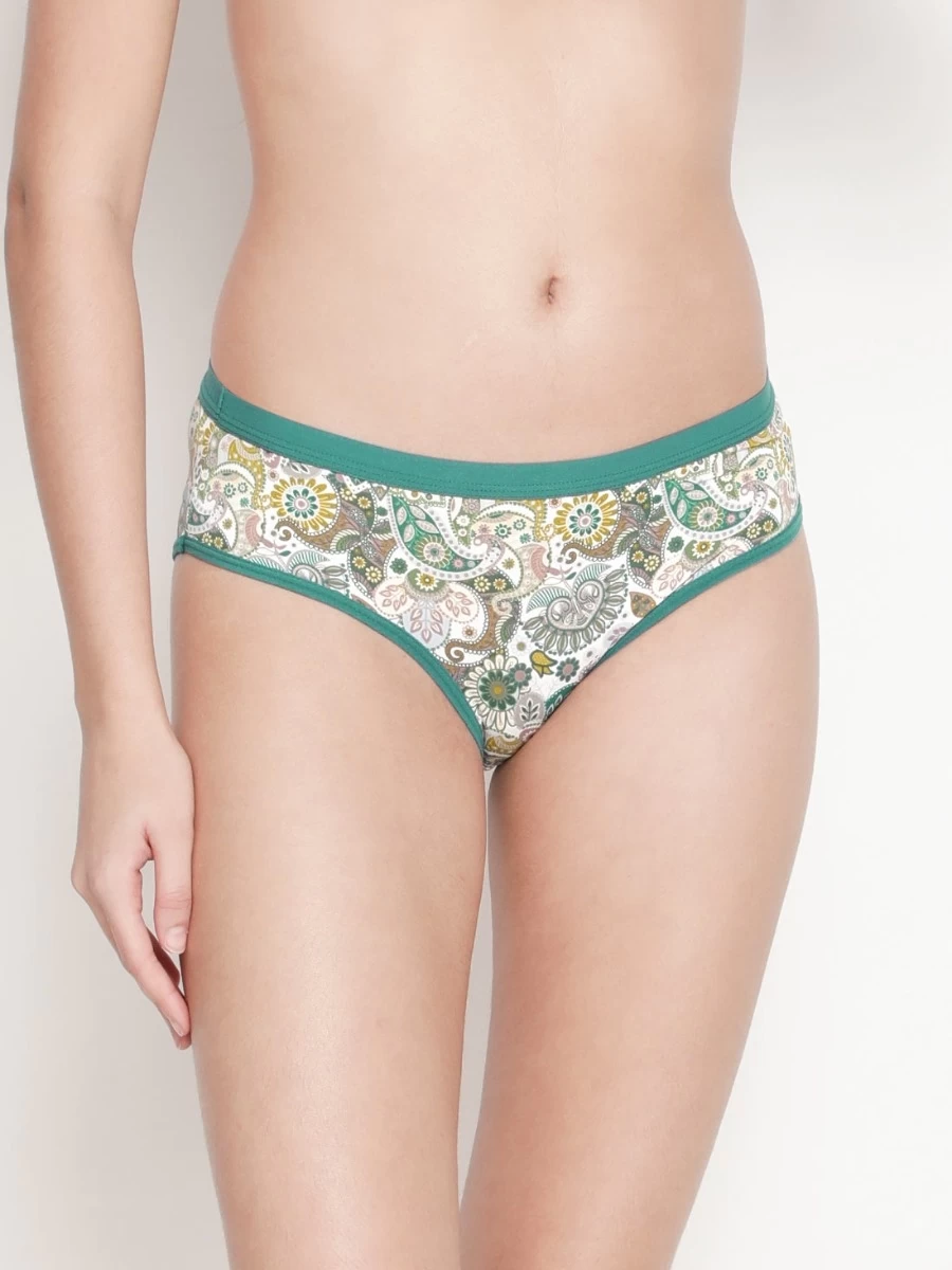 Taabu Cadmium Green Paisley Print Polyamide Bikini Panty 3 Taabu Cadmium Green Paisley Print Polyamide Bikini Panty