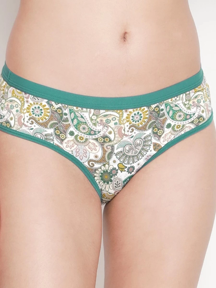 Taabu Cadmium Green Paisley Print Polyamide Bikini Panty 4 Taabu Cadmium Green Paisley Print Polyamide Bikini Panty - Image 2