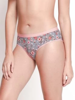 Taabu Monument Grey Floral Print Polyamide Bikini Panty -Shyaway prtp018 monumentgrey 02