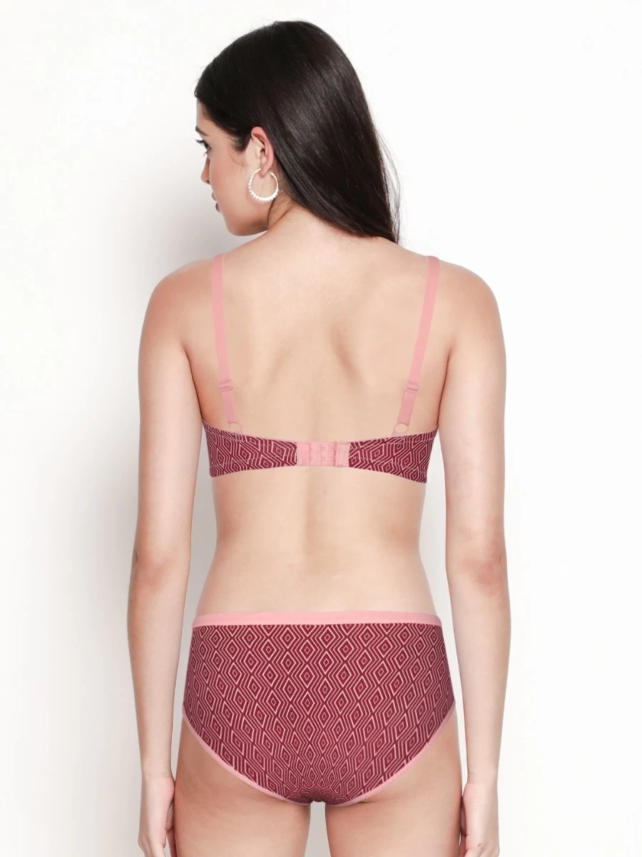 Taabu Cabernet Red Geometric Print Lingerie Set 5 Taabu Cabernet Red Geometric Print Lingerie Set - Image 3