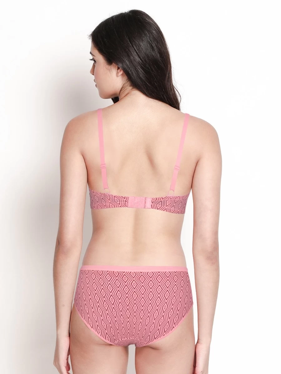 Taabu Pale Pink Diamond Geometric Print Lingerie Set 5 Taabu Pale Pink Diamond Geometric Print Lingerie Set - Image 3