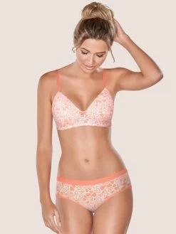 Taabu Pale Pink Heart Print Lingerie Set