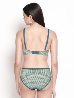 Taabu Cadmium Green Geometric Print Lingerie Set -Shyaway prts011 cadmiumgreen 03