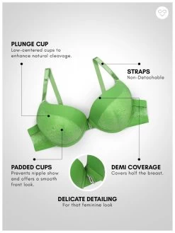 Susie Jasmine Green Lace Demi Cup Underwire Push Up Bra -Shyaway s001 jasminegreen 05