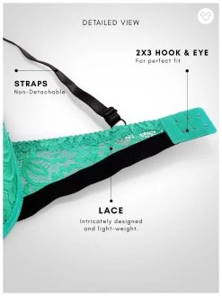 Susie Green Lace Black Strap Padded Underwire Plunge Bra -Shyaway s002 green 6