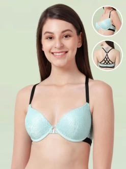 Susie Paradise Green Fancy Back Lace Front Open Bra