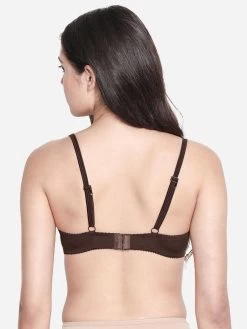 Susie Chocolate Brown Wired Satin Trim Casual Pushup Bra -Shyaway s006 chocolatefonda 03