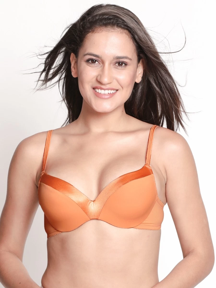 Susie Coral Reef Orange Wired Satin Trim Casual Pushup Bra 3 Susie Coral Reef Orange Wired Satin Trim Casual Pushup Bra