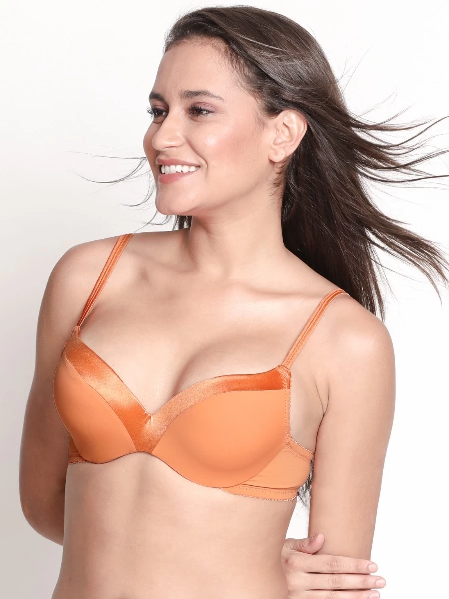 Susie Coral Reef Orange Wired Satin Trim Casual Pushup Bra 5 Susie Coral Reef Orange Wired Satin Trim Casual Pushup Bra - Image 3