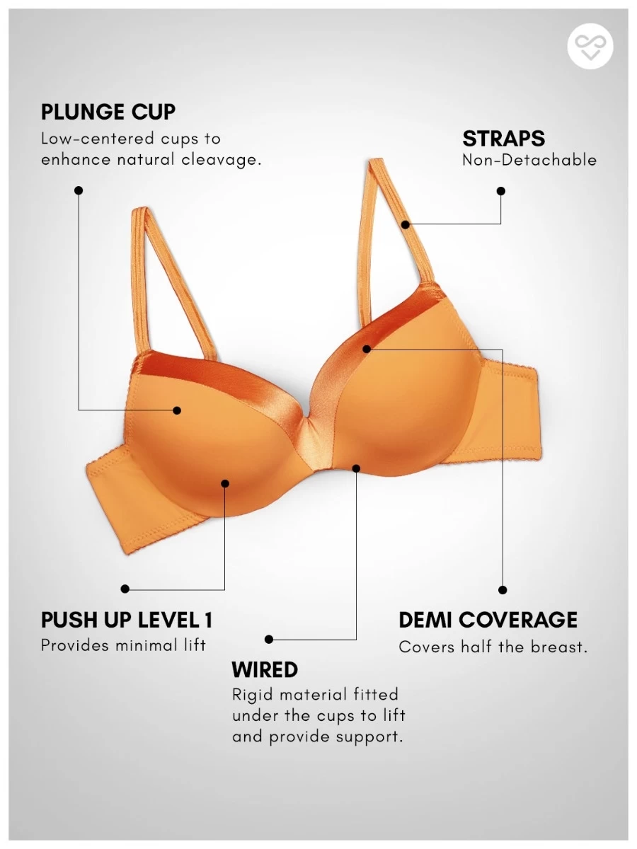 Susie Marigold Orange Satin Neckline Padded Wired Bra 4 Susie Marigold Orange Satin Neckline Padded Wired Bra - Image 2