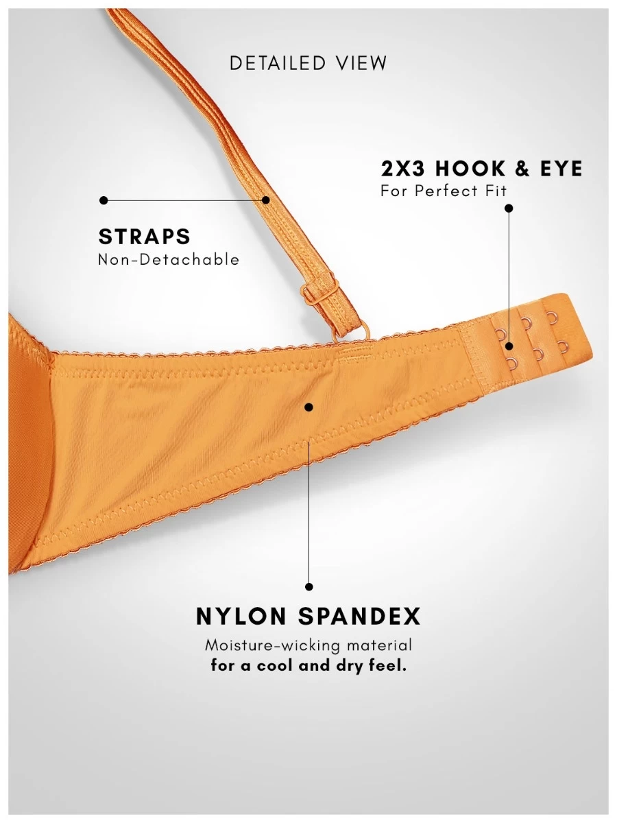 Susie Marigold Orange Satin Neckline Padded Wired Bra 8 Susie Marigold Orange Satin Neckline Padded Wired Bra - Image 6