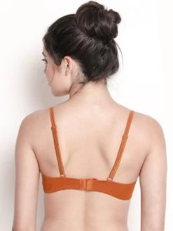 Susie Orange Ochre Wired Satin Trim Everyday Pushup Bra -Shyaway s006 orangeochre 04