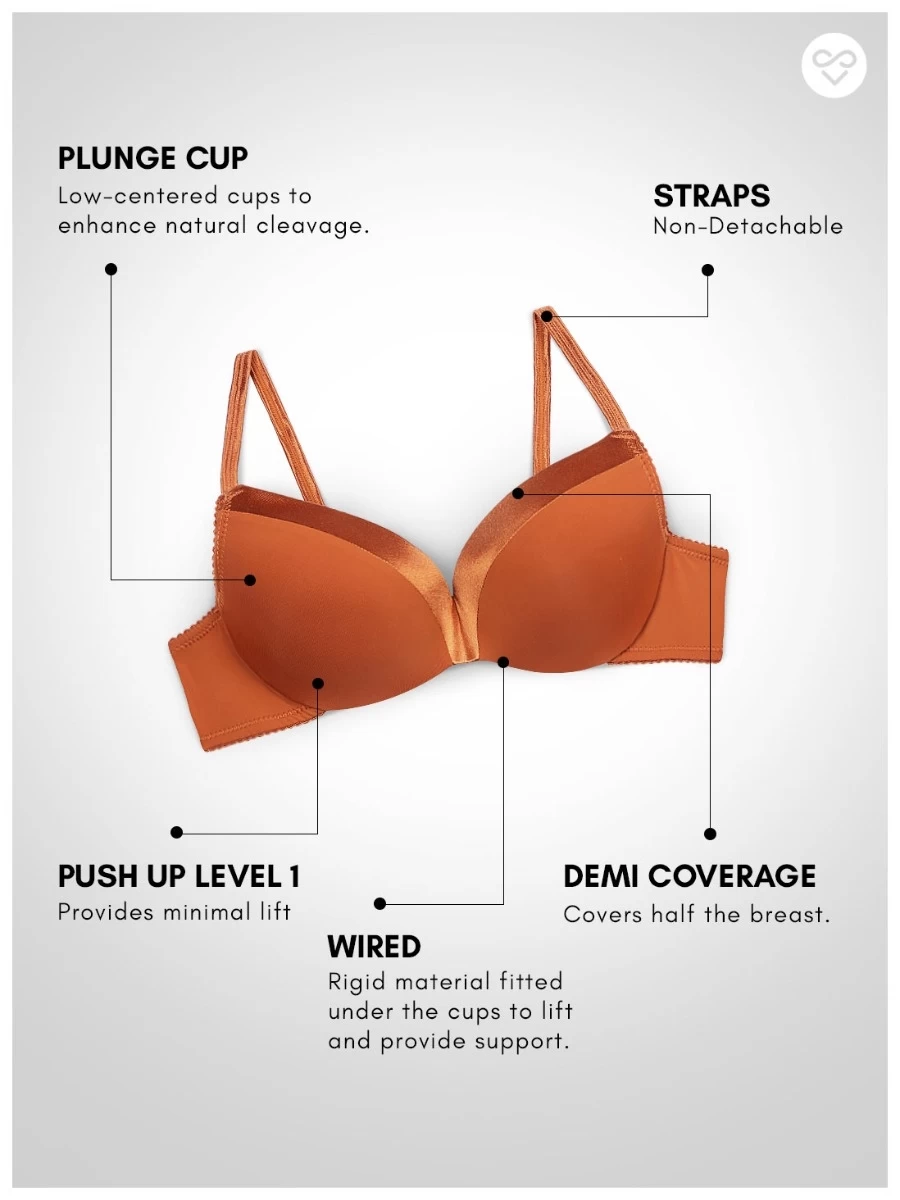 Susie Coral Reef Orange Wired Satin Trim Casual Pushup Bra 4 Susie Coral Reef Orange Wired Satin Trim Casual Pushup Bra - Image 2