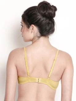 Susie Sunshine Yellow Satin Neckline Padded Wired Bra -Shyaway s006 sunshine 04