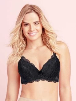 Susie Black Beauty Front Lace Padded Wired Bra
