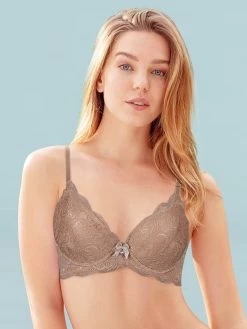 Susie Mahogany Skin Front Lace Padded Wired Bra