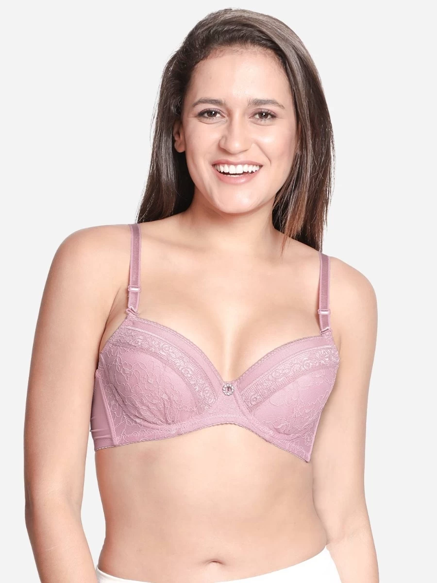 Susie Ballet Pink Padded Wired Demi Coverage Full Lace Bridal Bra 3 Susie Ballet Pink Padded Wired Demi Coverage Full Lace Bridal Bra