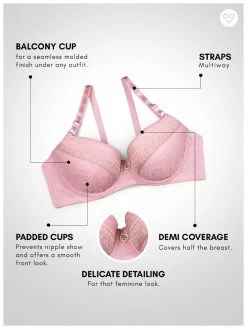 Susie Ballet Pink Padded Wired Demi Coverage Full Lace Bridal Bra 9 Susie Ballet Pink Padded Wired Demi Coverage Full Lace Bridal Bra -Shyaway s023 balletslipper 05