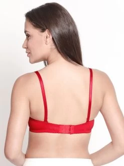 Susie Hot Red Padded Wired Demi Coverage Full Lace Bra -Shyaway s023 hotred 04