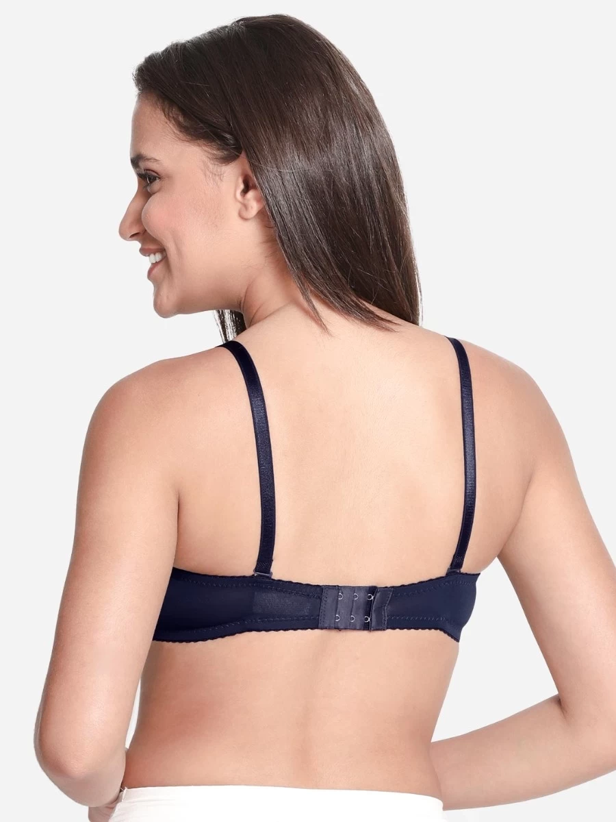 Susie Navy Blue Padded Wired Demi Coverage Full Lace Bra 4 Susie Navy Blue Padded Wired Demi Coverage Full Lace Bra - Image 2