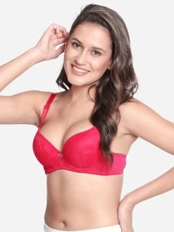 Susie HotPink Lace Detachable Strap Padded Underwire Bra -Shyaway s031 hotpink 02