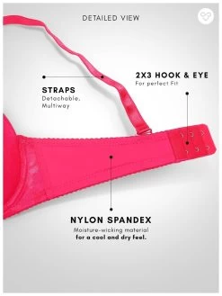 Susie HotPink Lace Detachable Strap Padded Underwire Bra -Shyaway s031 hotpink 6