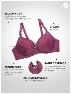 Susie Purple Lace Detachable Strap Padded Underwire Bra 9 Susie Purple Lace Detachable Strap Padded Underwire Bra -Shyaway s031 purple 05