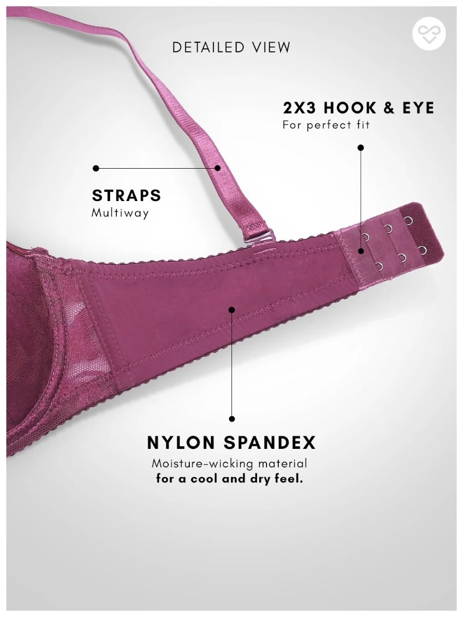 Susie Purple Lace Detachable Strap Padded Underwire Bra 8 Susie Purple Lace Detachable Strap Padded Underwire Bra - Image 6