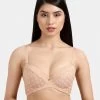 Susie Apricot Peach Lace Cut Work Padded Wired Bra