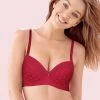Susie Hot Red Lace Cut Work Padded Wired Bra 1 Susie Hot Red Lace Cut Work Padded Wired Bra -Shyaway s035 hotred a