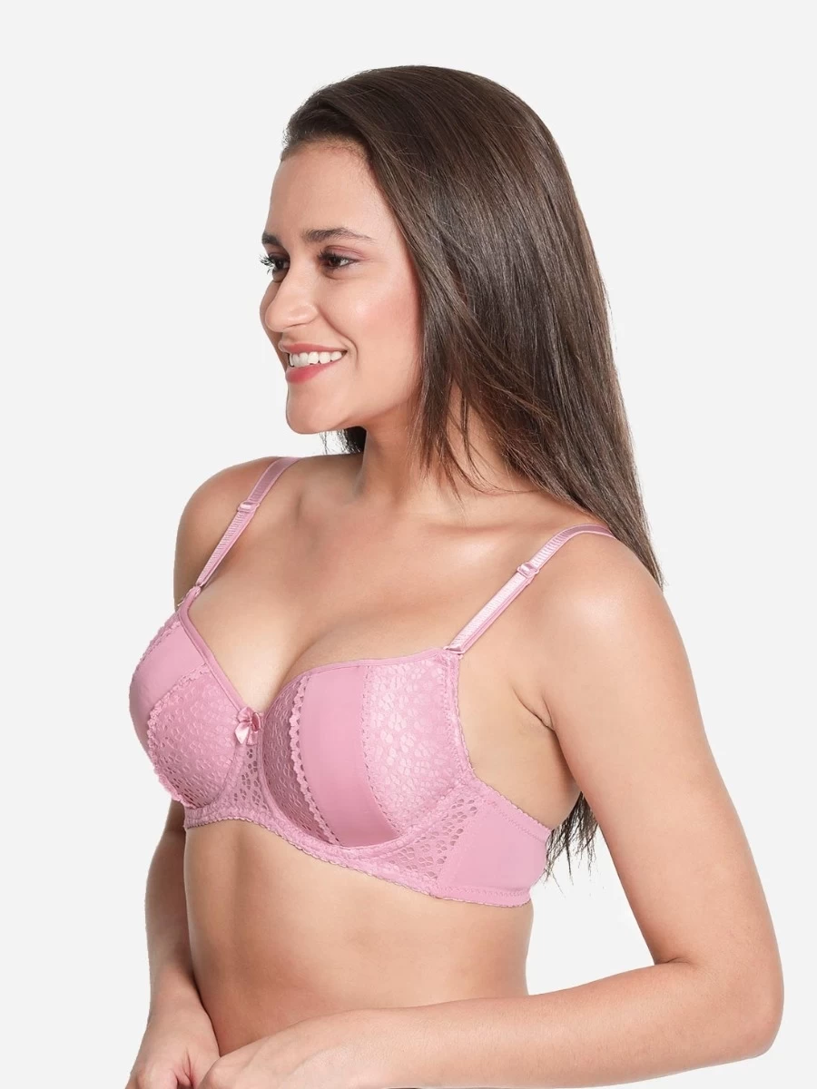 Susie Ballet Pink Lace Cup Padded Wired Bra 4 Susie Ballet Pink Lace Cup Padded Wired Bra - Image 2