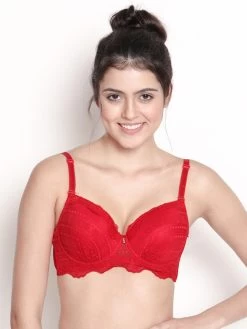 Susie Fiery Red Wired Full Coverage Padded Lace Bra