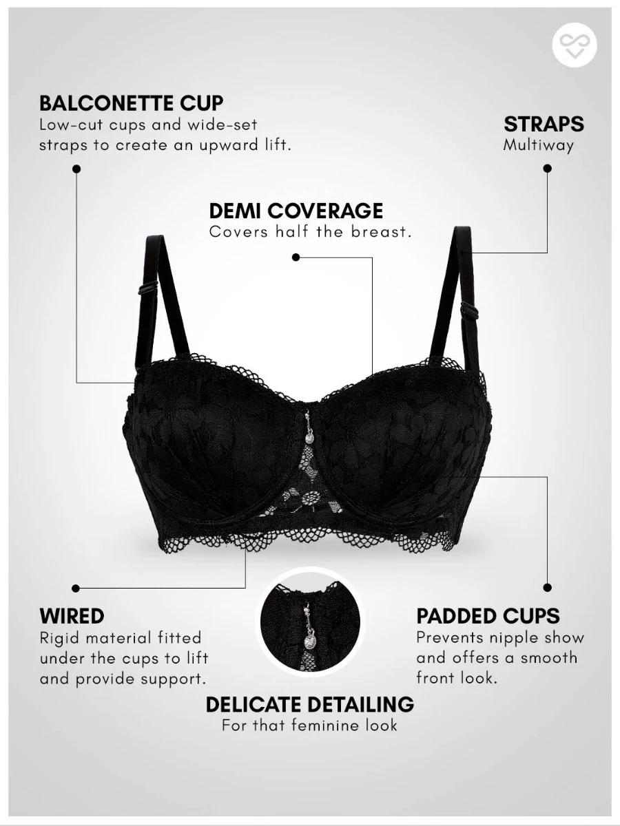 Susie Black Beauty Full Lace Sexy Padded Wired Balconette Bra 4 Susie Black Beauty Full Lace Sexy Padded Wired Balconette Bra - Image 2