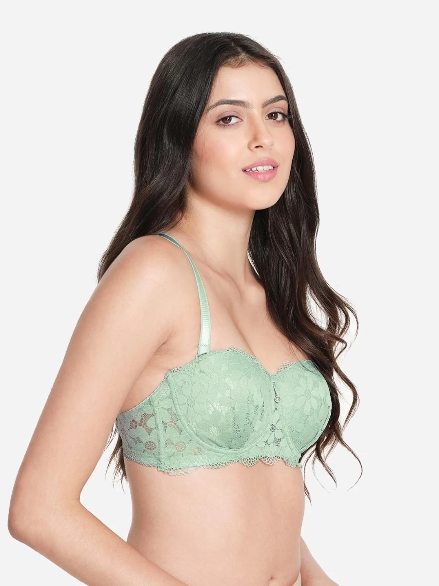 Susie Mint Green Full Lace Sexy Padded Wired Balconette Bra 5 Susie Mint Green Full Lace Sexy Padded Wired Balconette Bra - Image 3