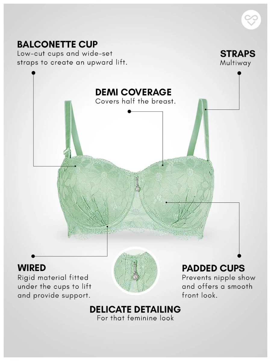 Susie Mint Green Full Lace Sexy Padded Wired Balconette Bra 3 Susie Mint Green Full Lace Sexy Padded Wired Balconette Bra