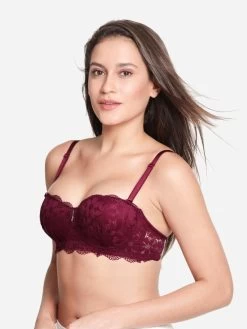 Susie Wine Red Full Lace Sexy Padded Wired Balconette Bra 10 Susie Wine Red Full Lace Sexy Padded Wired Balconette Bra -Shyaway s046 winered 02