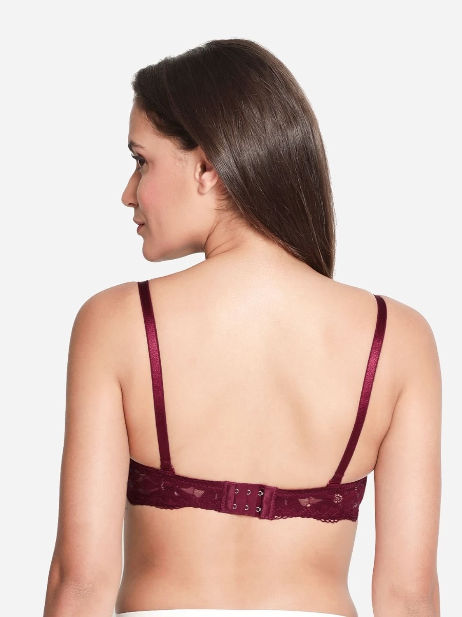 Susie Wine Red Full Lace Sexy Padded Wired Balconette Bra 8 Susie Wine Red Full Lace Sexy Padded Wired Balconette Bra - Image 6