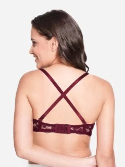 Susie Wine Red Full Lace Sexy Padded Wired Balconette Bra 12 Susie Wine Red Full Lace Sexy Padded Wired Balconette Bra -Shyaway s046 winered 05