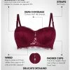 Susie Wine Red Full Lace Sexy Padded Wired Balconette Bra