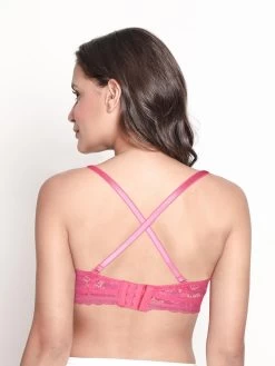 Susie Candy Pink Designer Lace Cup Padded Wired Balconette Bra 10 Susie Candy Pink Designer Lace Cup Padded Wired Balconette Bra -Shyaway s047 candypink 05