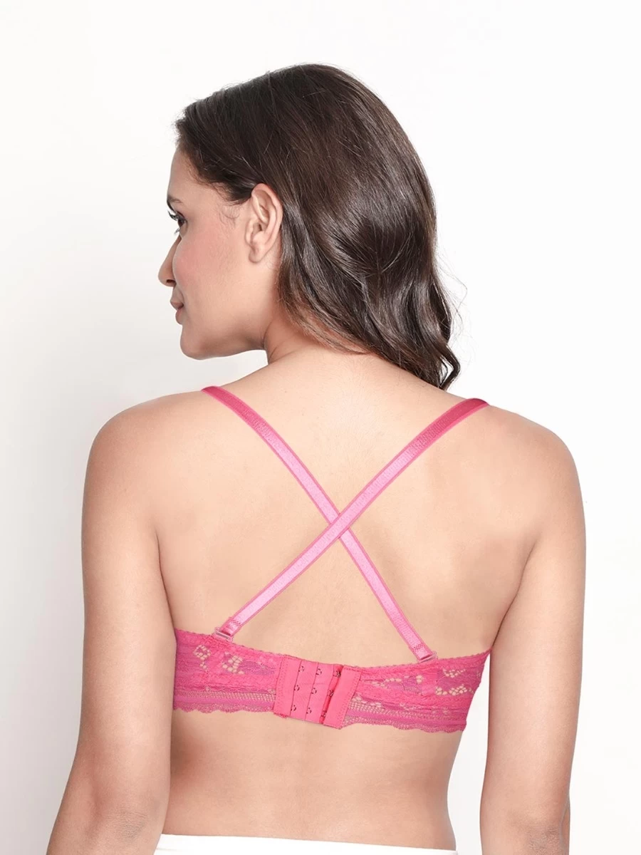 Susie Candy Pink Designer Lace Cup Padded Wired Balconette Bra 6 Susie Candy Pink Designer Lace Cup Padded Wired Balconette Bra - Image 4