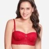 Susie Fiery Red Designer Lace Cup Padded Wred Balconette Bra -Shyaway s047 fieryred 01