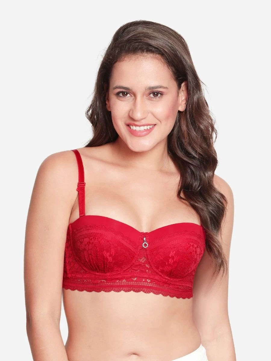 Susie Fiery Red Designer Lace Cup Padded Wred Balconette Bra 3 Susie Fiery Red Designer Lace Cup Padded Wred Balconette Bra