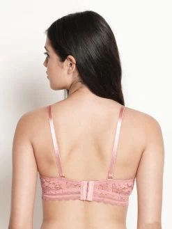 Susie Pale Pink Designer Lace Cup Padded Wired Balconette Bra -Shyaway s047 palepink 4 1