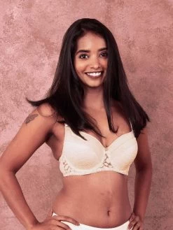Susie Ivory Skin Lace Padded Wired 3/4th Coverage Bra