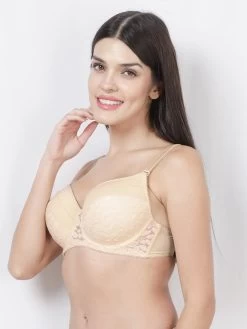 Susie Ivory Skin Lace Padded Wired 3/4th Coverage Bra -Shyaway s048 pearledivory 2