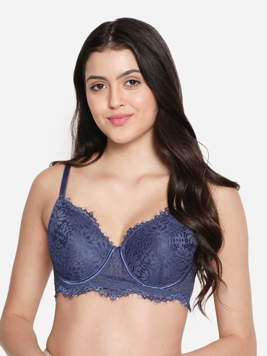 Susie Jacaranda Blue Full Lace Padded Wired Designer Bra 4 Susie Jacaranda Blue Full Lace Padded Wired Designer Bra - Image 2