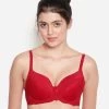 Susie Fiery Red Half Lace Cup Padded Wired Bra -Shyaway s050 fieryred 01