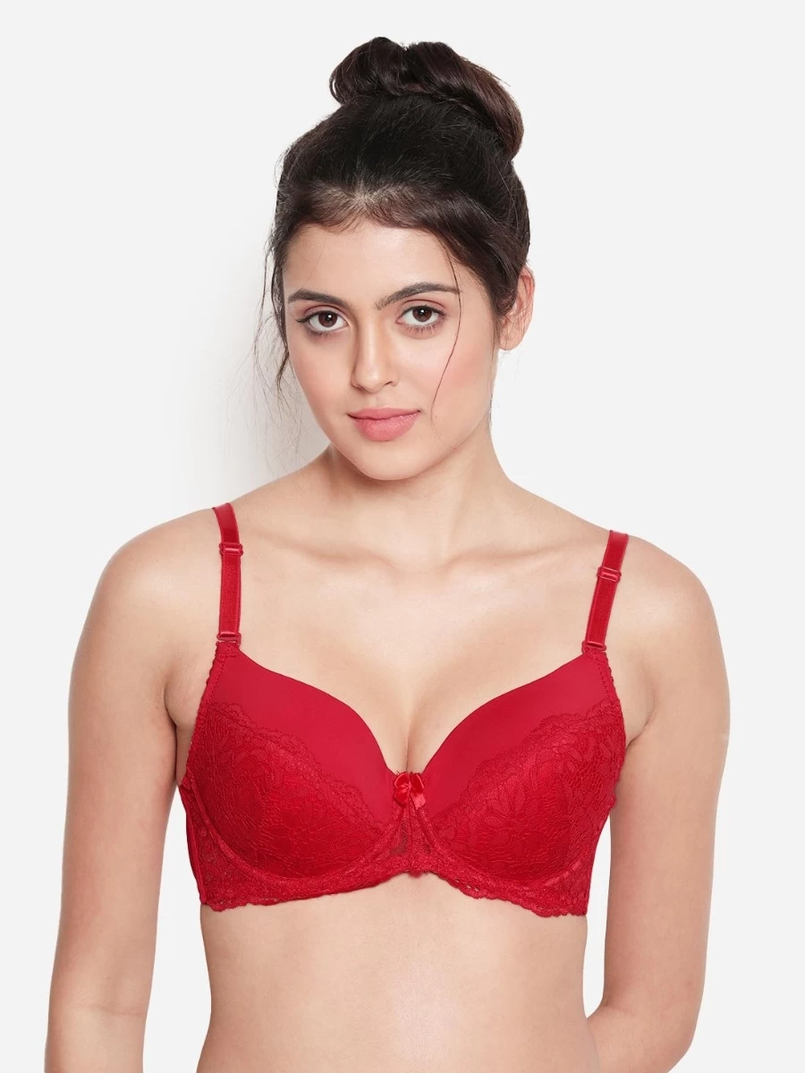 Susie Fiery Red Half Lace Cup Padded Wired Bra 3 Susie Fiery Red Half Lace Cup Padded Wired Bra