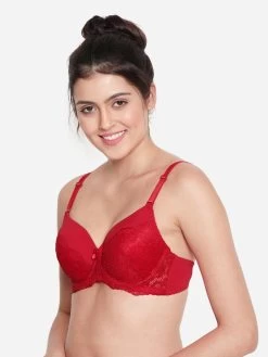 Susie Fiery Red Half Lace Cup Padded Wired Bra 10 Susie Fiery Red Half Lace Cup Padded Wired Bra -Shyaway s050 fieryred 02